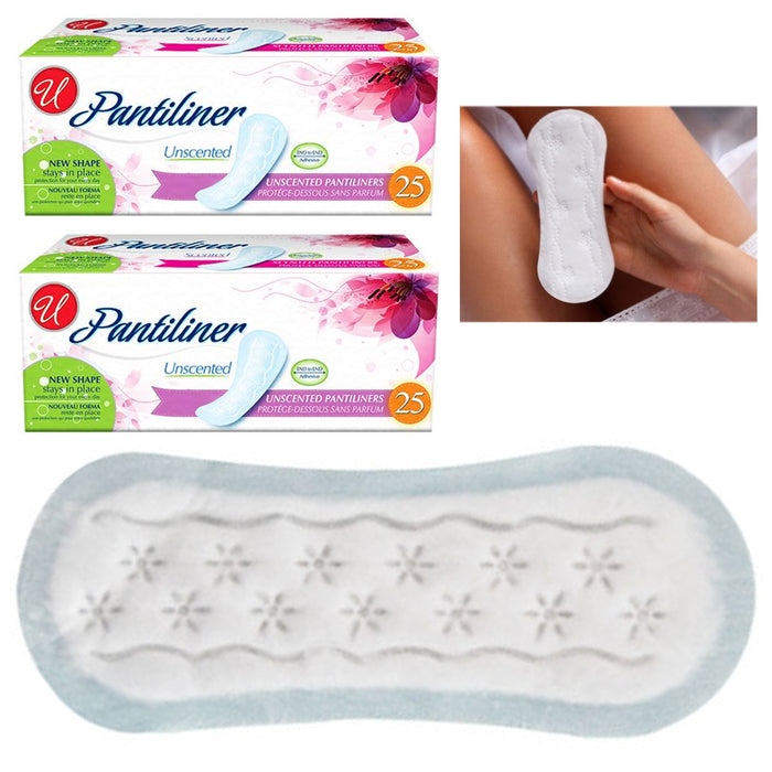 50 Ct Panty Liners Unscented Pads Light Underwear Protection No Odor Pantiliners