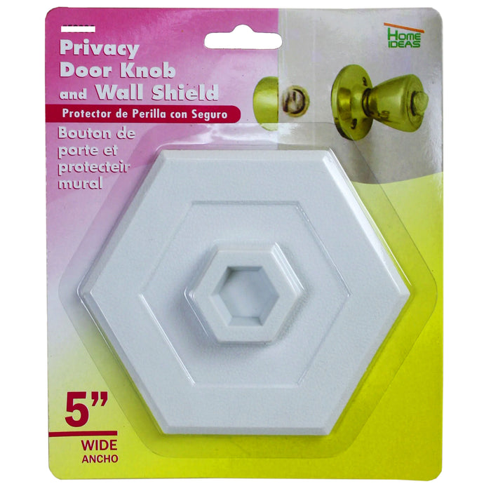 Pack of 4 Door Knob Self Adhesive Protector Wall Shield 5" Drywall White Hexagon