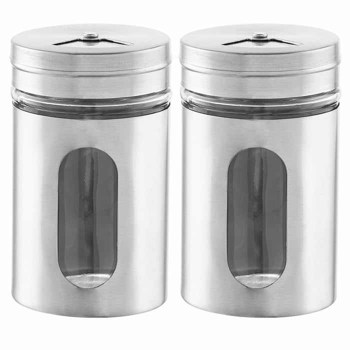 2.70 Oz Salt and Pepper Shaker Set Sleek Stainless Steel Metal Design 3.14X1.87