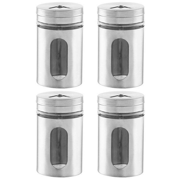 4 Salt Stainless Steel Shakers Pepper Spice Metal Dispenser Containers Jar Sift