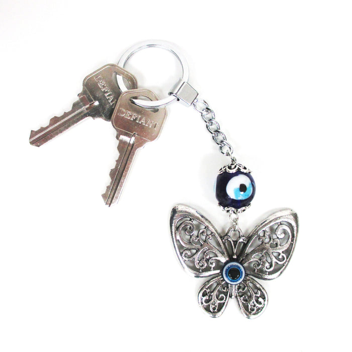 1 Evil Eye Butterly Keychain Hamsa Blue Nazar Charm Amulet Lucky Protection Gift