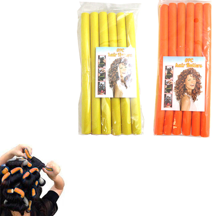 Lot 12 Hair Rollers Curlers Rubber Rod Soft Foam Twister Bendy Tool DIY Styling