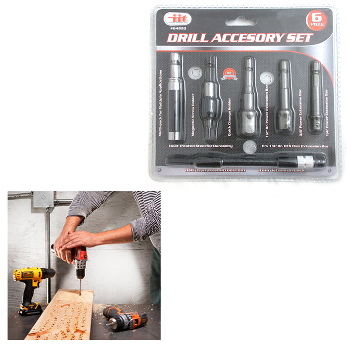 6 Drill Accessory Set Adapter Power Hex Extension Magnetic Screw Tool Kit