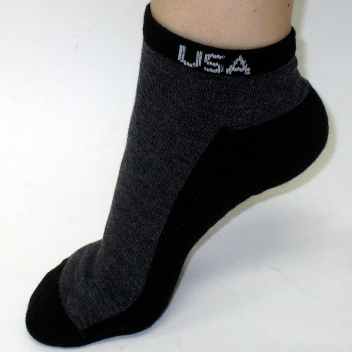 3 Pairs Sport Quarter Ankle Crew Socks Low Cut Cotton 10 13 Black Grey Charc USA
