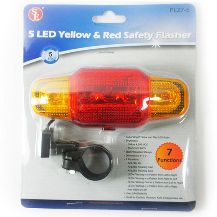 Bike Light 5 Led Yellow Red Blinker Flasher Bicycle Safety Night Road Reflector
