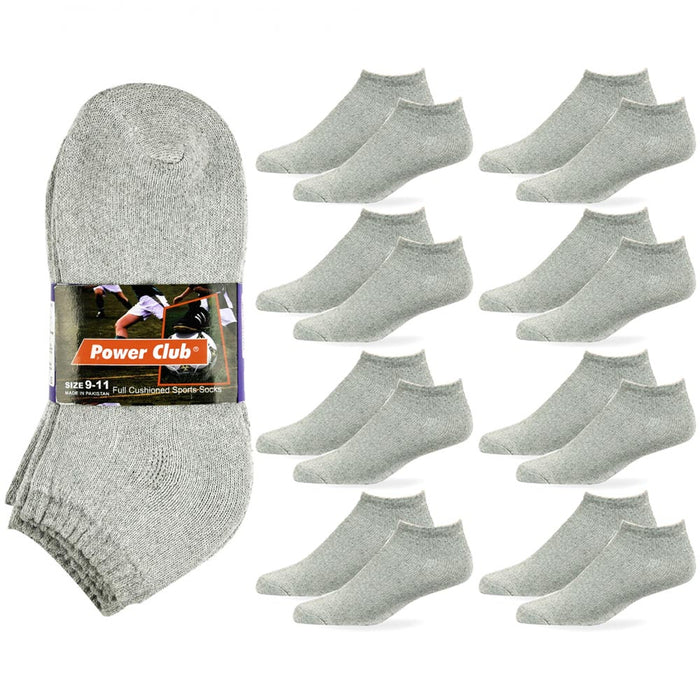 8 Pair Men Cushioned Sport Socks No Show Crew Athletic Basketball Size 9-11 Grey