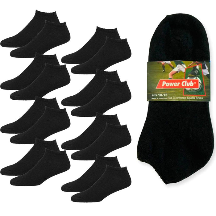 8 Pair Men Cushioned Sport Socks No Show Crew Athletic Basketball Size 10-13 BLK