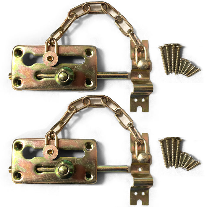 2 Door Lock Hinge Chain Bolt Latch Slide Guard Home Security Hardware Heavy Duty