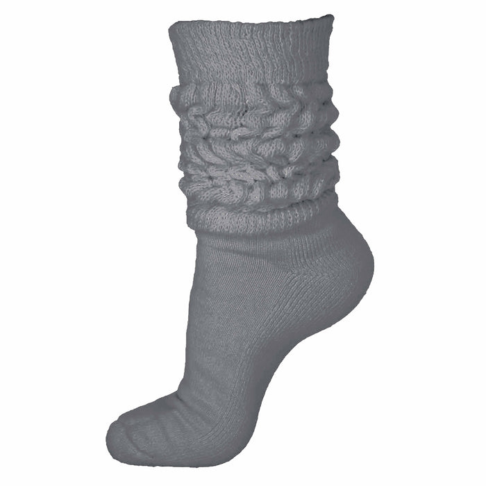 6 Pairs Women's Slouch Scrunchie Socks Boot Baggy Long Soft Cotton Grey 9-11