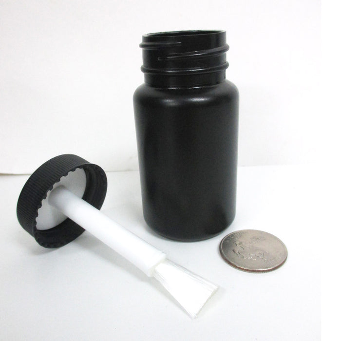 2 Empty Plastic Bottles  Brush Applicator Cap Arts Craft Paint Jar Container 2oz
