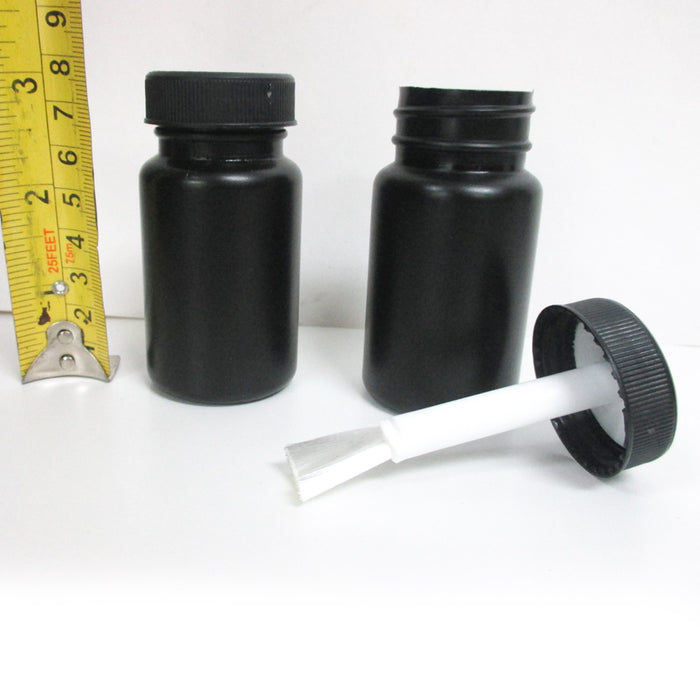 2 Empty Plastic Bottles  Brush Applicator Cap Arts Craft Paint Jar Container 2oz