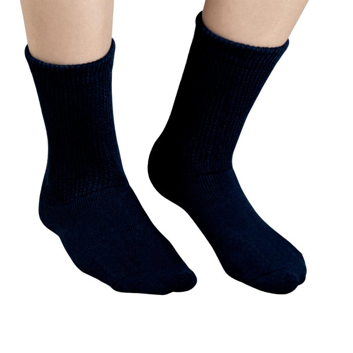 6 Pair Diabetic Crew Circulation Socks Health Support Mens Loose Fit 10-13 Black