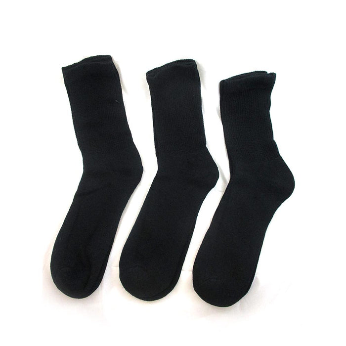 3 Pairs Diabetic Crew Circulation Socks Health Support Mens Loose Fit 10-13 Blck