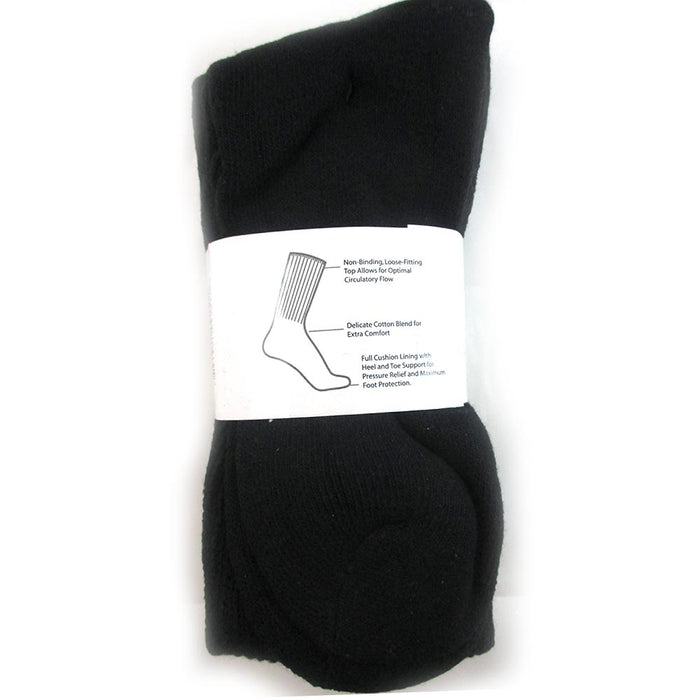 12 Pair Diabetic Crew Circulation Socks Health Support Mens Loose Fit 10-13 Blck