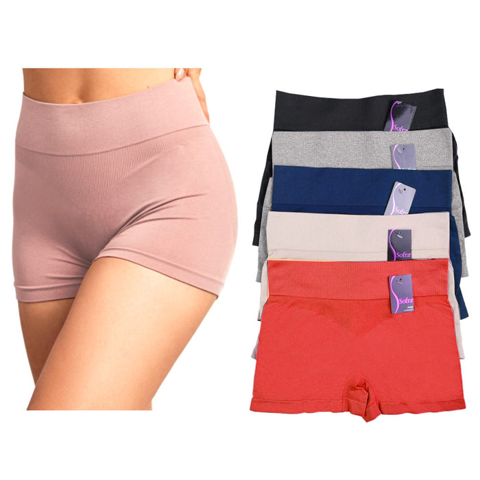 6 High Waist Seamless Boyshorts Panties Womens Underwear Boxer Briefs One Size