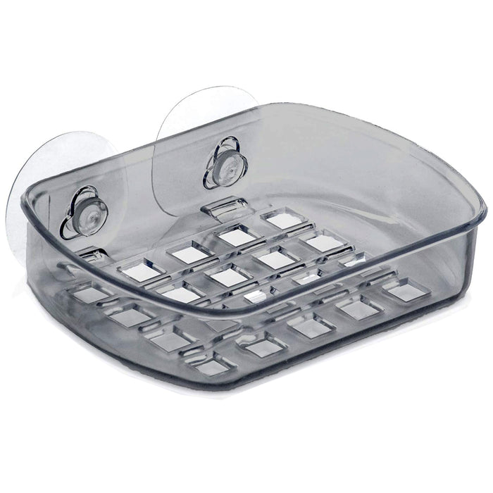 1 Pc Grey Soap Saver Dish Suction Holder Bathroom Shower Cup Sponge Basket Tray
