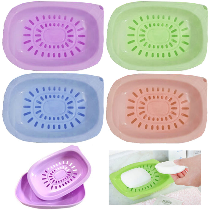 2 Pc Large Soap Dish Container Holder Saver Bath Shower Bar Case Travel Storage