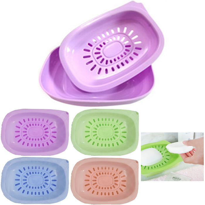 4 Pc Travel Soap Case Dish Storage Container Holder Saver Bath Shower Bar Tray