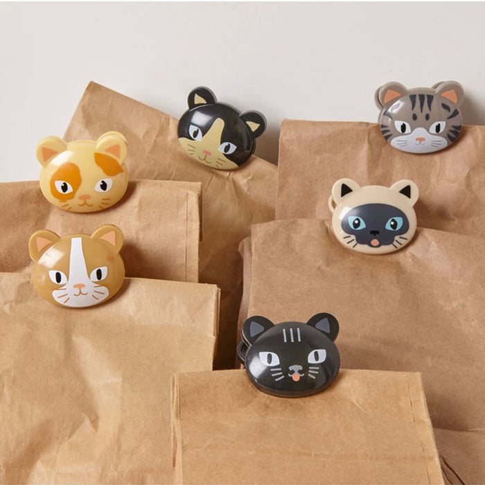 6 Kikkerland Cat Bag Clips Kitten Sealing Chips Food Storage Seal Kitchen Snack