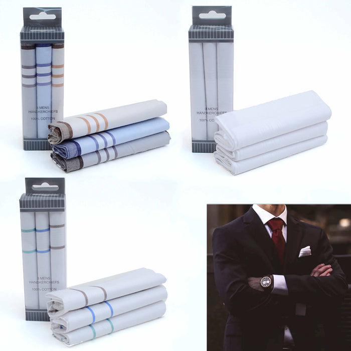 3 X Mens Plaid Handkerchief Cloth Hanky Pocket Square Hankie Wedding Suit 16"