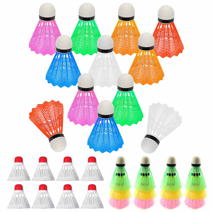 18 Badminton Shuttlecocks Training Exercise Nylon Ball Game Sport Birdies Colors