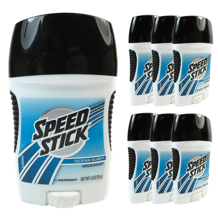6 Pack Speed Stick Men's Deodorant Clear Ocean Surf Antiperspirant 24 Hour 1.8oz