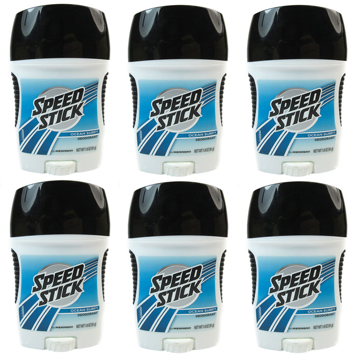6 Pack Speed Stick Men's Deodorant Clear Ocean Surf Antiperspirant 24 Hour 1.8oz