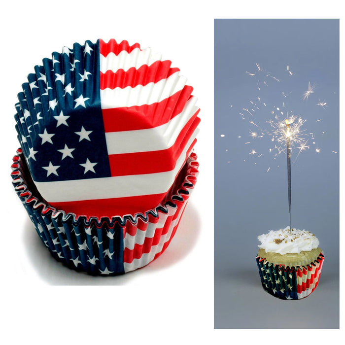 100 X American Flag Cupcake Liners Wrapper Cake Muffin Baking Cups Party Dessert