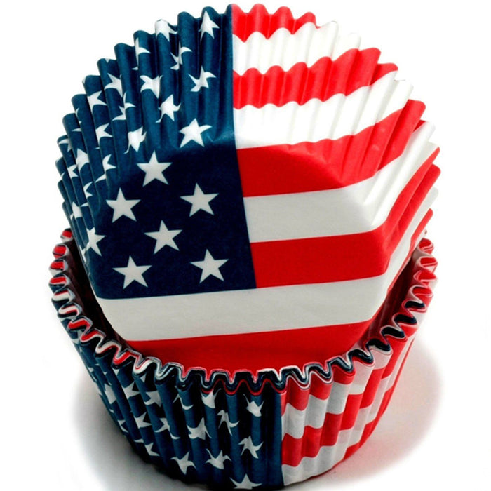 100 X American Flag Cupcake Liners Wrapper Cake Muffin Baking Cups Party Dessert