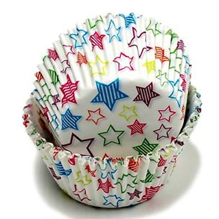 100 X Star Design Cupcake Liners Wrapper Cake Muffin Baking Cups Party Dessert