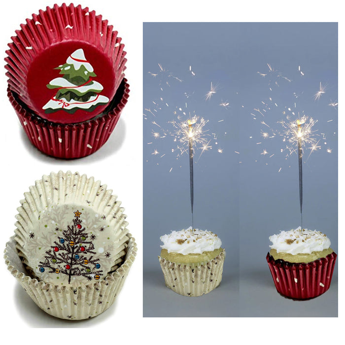 200X Holiday Cupcake Liners Christmas Tree Cake Muffin Baking Cups Party Dessert