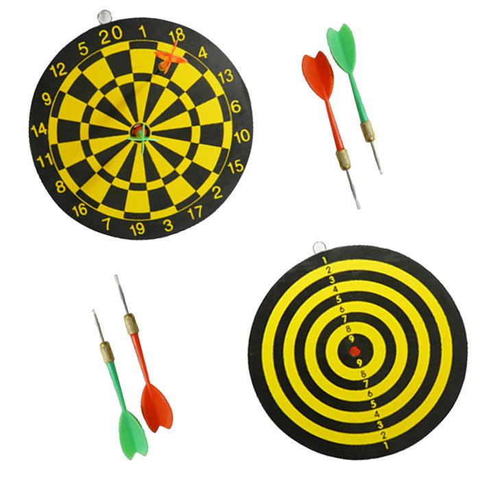 3 PC Dart Board Set 6" Target Play Room Bar Indoor Outdoor Games Darts Dual Side