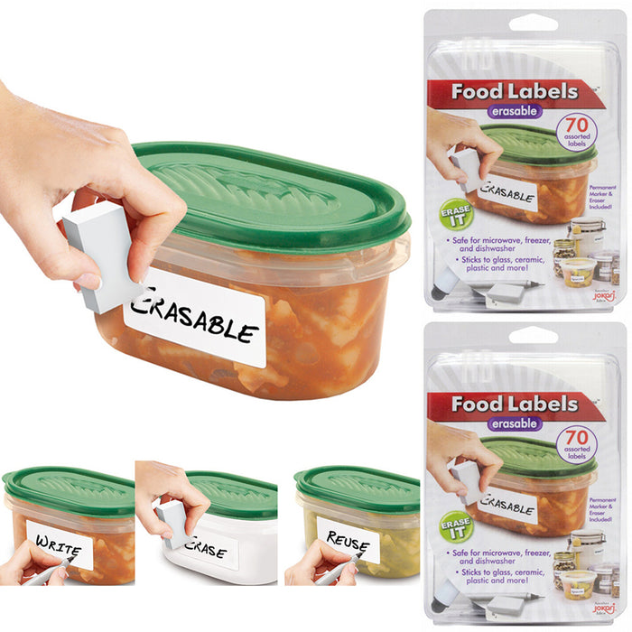 140 Assorted Size Erasable Food Labels with Permanent Marker Eraser Meal Prep