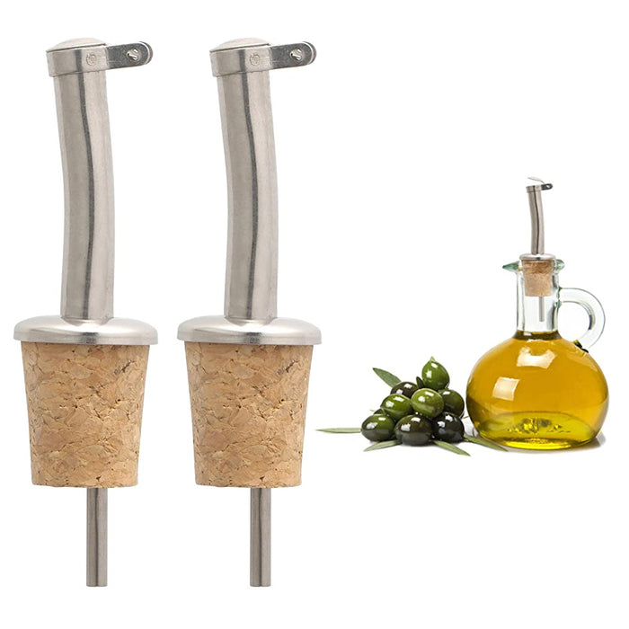 2 Pc Wine Pourer Oil Pour Cap Bottle Cork Reusable Stopper Plug Champagne Seal