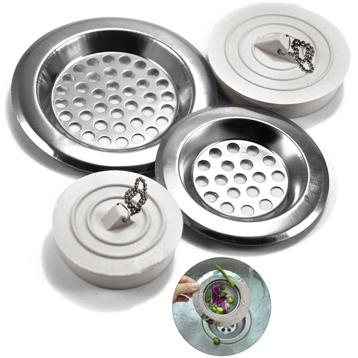4 X Stainless Steel Kitchen Sink Strainer Drain Basket Stopper Food Catcher Plug