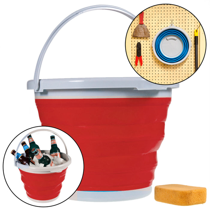 New 2.5 Gallon Collapsible Bucket Foldable Silicone Clean Camp Washing Car Water