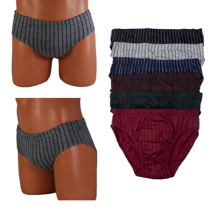 6 Pack Mens Bikinis Briefs Underwear 100% Cotton Lined Knocker Size Medium 32-34