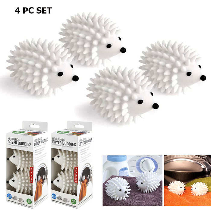 4 PC Kikkerland Dryer Balls Hedgehog Buddies Reusable Clothes Fabric Softener