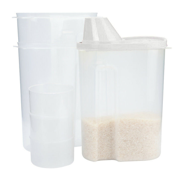 3 PC Set Large Cereal & Dry Food Storage Containers BPA-Free Plastic Dispenser