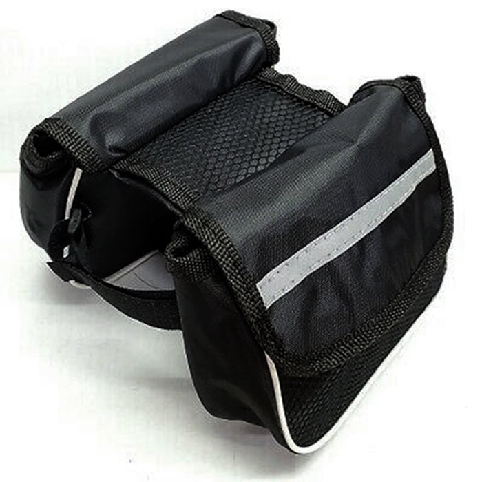 2 Pc Bicycle Bag Bike Bar Frame Pouch Case Black Durable Carry Keys Wallet Phone
