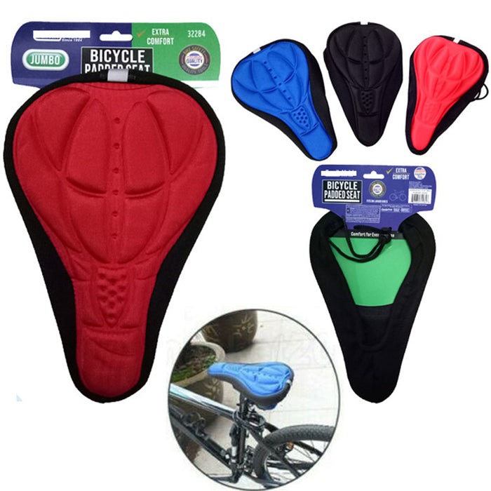 1 Padded Bike Seat Bicycle Cover Extra Comfortable Durable Cushion Soft Saddle