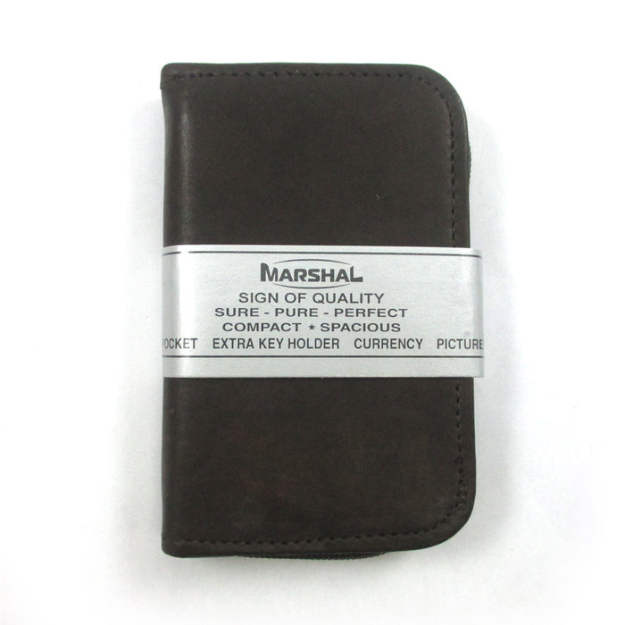 Mens Genuine Leather Zippered Credit Card Wallet Holder Business ID Window New !