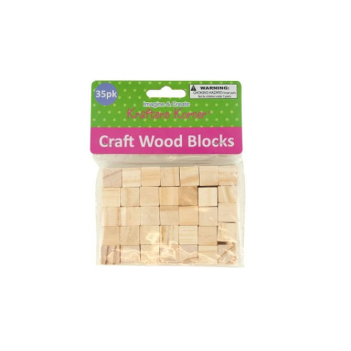 35 Natural Wooden Craft Blocks Unfinished Hardwood Wood Blocks Square 0.6" Cubes