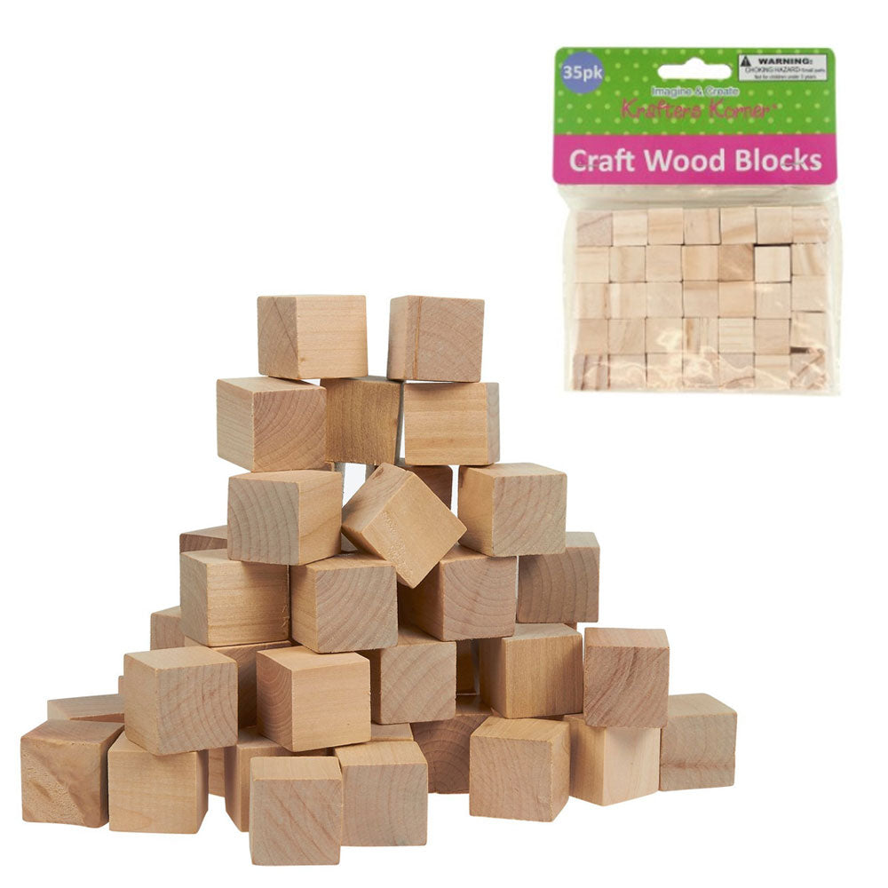 36 Craft Blocks Natural Wooden Cubes Assorted Color Hardwood Square Wood 0.58