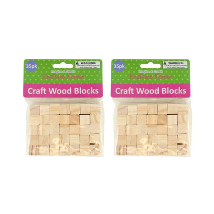 70 Wood Craft Blocks Natural Wooden Unfinished Hardwood Blocks Square 0.6" Cubes