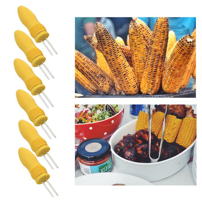 6 Jumbo Corn On The Cob Holders Skewers Stainless Steel Prongs Kitchen BBQ Party
