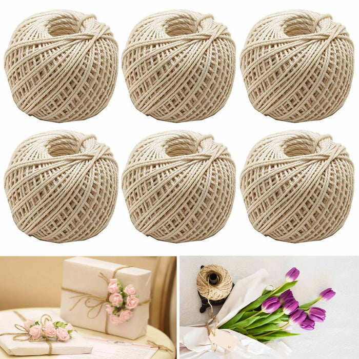 6 Pc Natural 2-Ply Twisted Jute Twine Rope String Decor Bird Parrot Toys Crafts