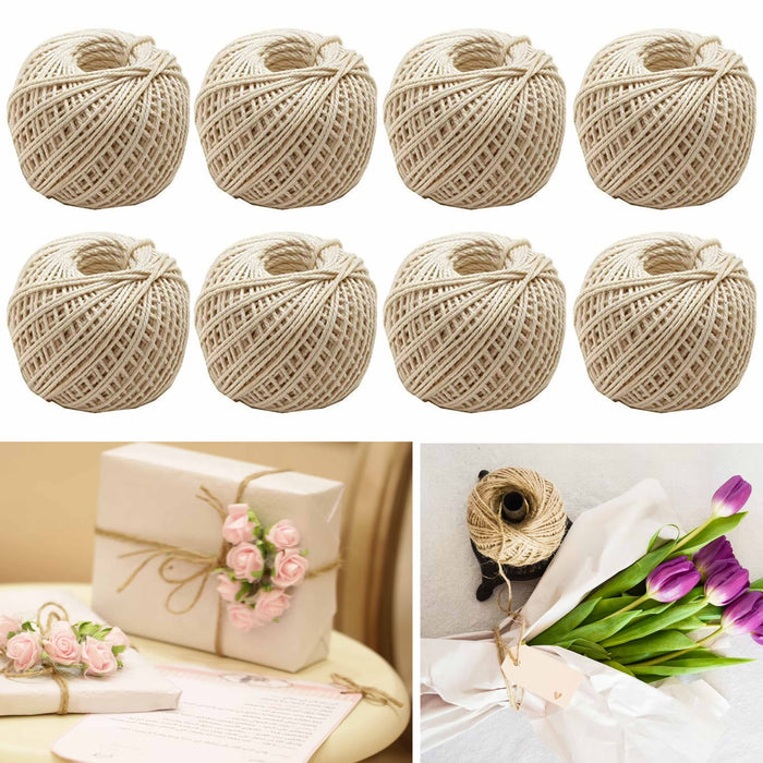 8 Rolls Household Jute Twine Natural Twisted Rope Cord Craft String Gift Decor