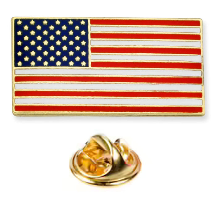 2 Pc American Flag Lapel Pin Hat Tie Tack Badge Pinback Vote Gold