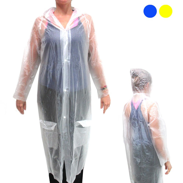 1 Emergency Rain Coat Poncho Reusable Plastic Hooded Outdoor One Size Fit Most